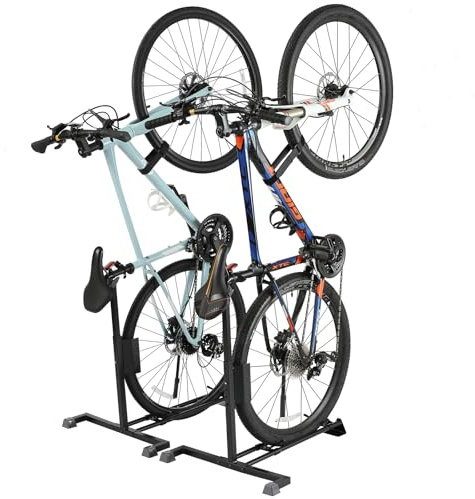 YueTong Heavy Duty Bike Stand - Vertical & Horizontal Storage, Upright Bicycle Stand for Indoor & Garage, Suits MTB, Road & E-bike (2 Pack)