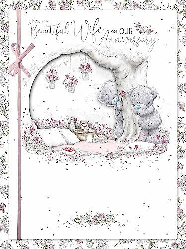 Me to You Tatty Teddy 'Beautiful Wife' Luxury Boxed Handmade Wedding Anniversary Card - Official Collection ABL01016