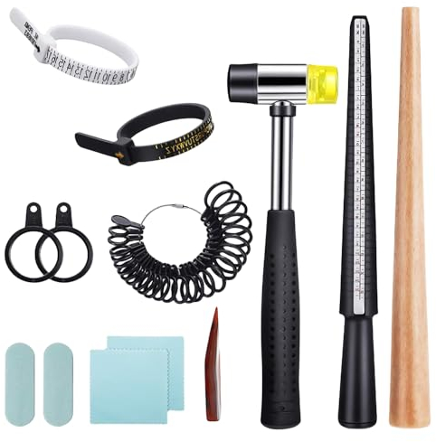 TOATELU 11-Teiliges Ringmaß-Messwerkzeug: Ringherstellungsset, Ringstock Ringgrössenmesser, Ringmaß Messwerkzeug Set zum Messen von Schmuckherstellung