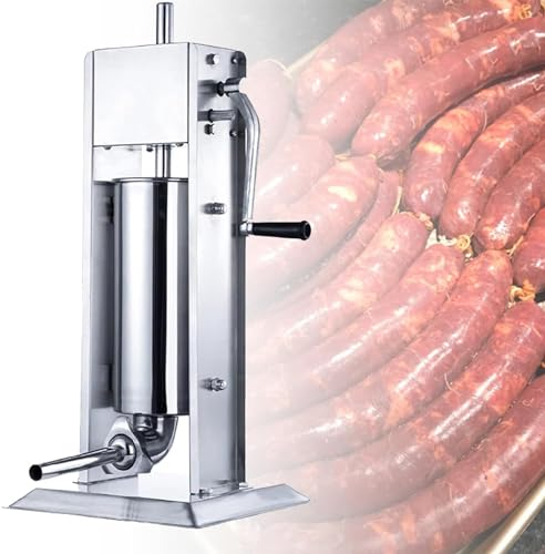 URJWAN Insaccatrice per Salsicce, Insaccatrice Verticale in Acciaio Inossidabile 304, Macchina per Legare Salsicce, Riempitrice per Salsicce con 4 Tubi di Ripieno, per Uso Domestico O Commerciale,15L