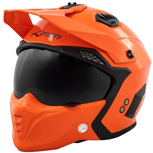 A-PRO SRL Casque Moto Jet Cafe Racer Homologué ECE 22-06 Visière Scooter Custom Orange L