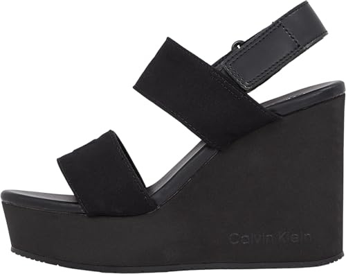 Calvin Klein Wedge Sandal Webbing in Yw0yw01790, cuña mujer, Black Triple Black, 36 EU