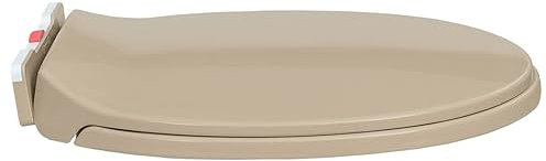 Homgoday Tapa WC, Asiento de Inodoro de Repuesto Tapa y Asiento de váter con Cierre Suave Ovalada con Liberación Rápida para una Fácil Limpieza Diámetro del Orificio de Montaje: 15 mm Beige