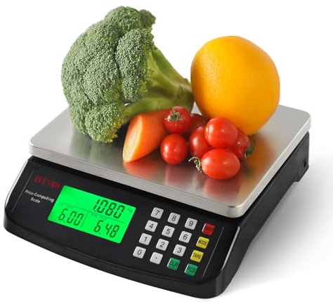 KNSWE Bilancia Cucina Digitale Acciaio Inossidabile 40kg Grandi Bilancia Professionale Alimenti per Pizzeria Panifici e Mense Bilancia Contapezzi Alimentare con Funzione Tara Display LCD