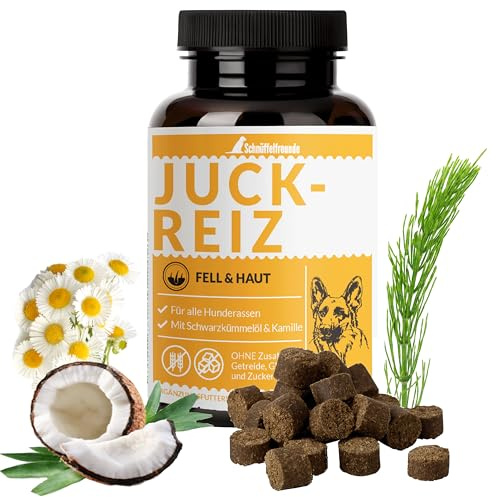 Schnüffelfreunde Juckreiz Drops för hundar I Kompletteringsfoder med svartkumminolja, kokosolja, kamomill (150g - ca 180 st)
