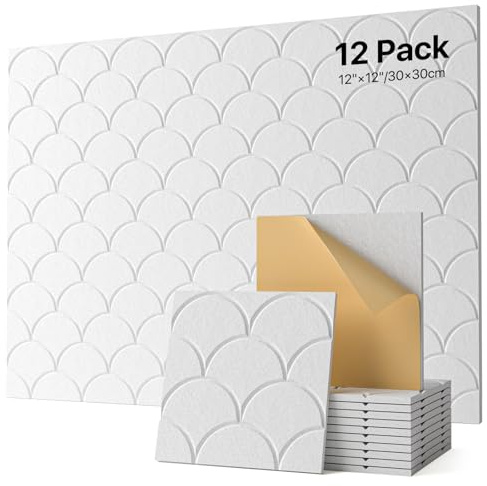Soundsbay 12 St. Akustikpaneele Selbstkleben, Schallschutz Schallabsorber, Akustikplatten aus Polyester zur Schalldämmung, Schallschutzplatten für Akustische Behandlung und Wanddekoration 30x30x0.9cm