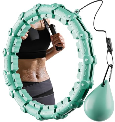 Weighted Hula Hoop, Plus Size Smart Hula Hoops for Adults, Adjustable Infinity Hoop with 360° Auto-Spinning Ball, Weight Loss Exercise Equipment for Home Office Gym