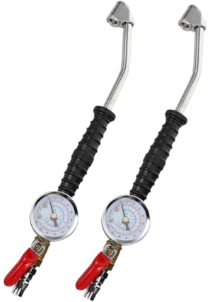 HAWILLOSCH 2piezas Manómetro Para Neumáticos Con Boquilla Larga y Medidor Integrado De Portátil Para Coche y Camión Inflador Ligero De Válvulas De Aire Con Alcance Extendido Para Inflar Rueda