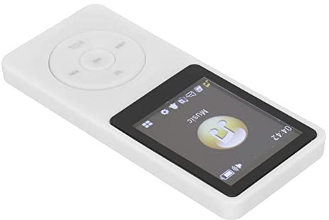 Sonew Bärbar MP4-spelare med 1,8 Tum LCD och 32G-stöd, Ultratunn Svart Musik Mediaspelare för Studenter och Gymnastiksövning (Vit)