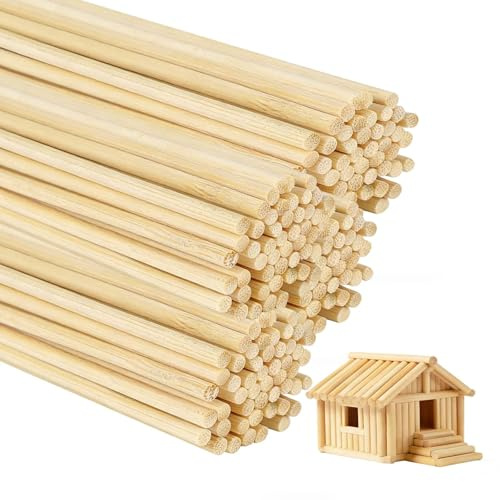 Wooden Sticks for Craft, 200 Pcs Wooden Dowels, Round Craft Sticks for Model Making, Home Decoration and Crafts(3 * 300 mm)