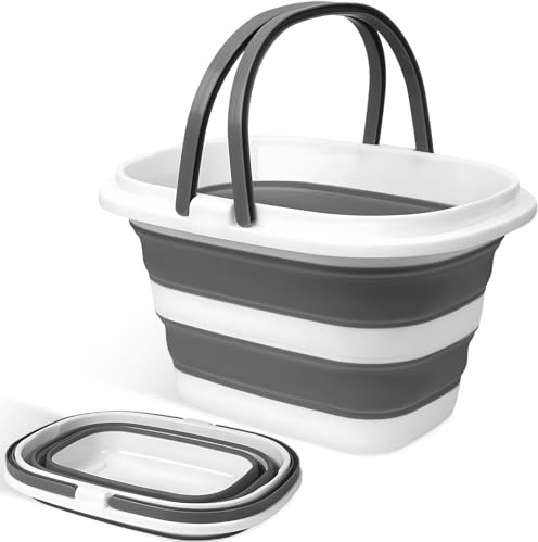 16 l hopfällbar rengöringshink med handtag, bärbar plastviklåda, vikbar rengöringshink, platsbesparande förvaringsbehållare, vikbar tvättskål för hushåll, camping och utomhus