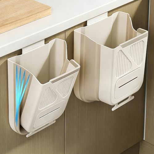 YJHWLF Cubo de basura colgante de 10 litros para puerta de armario de cocina, plegable, ahorra espacio, para cocina, baño, caravana, coche y camping