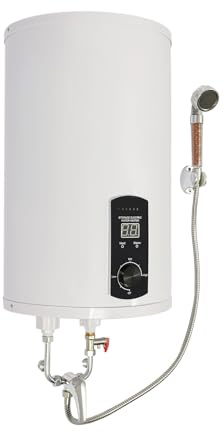 MIUKYUI Elektrisk panna varmvattenbehållare kompakt elektrisk förvaring vattenvärmare panna 50 l 80 l 100 l 120 l 2000 W IPX4 25–75 °C med handdusch och kran för kök badrum (50 l)