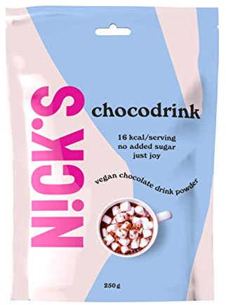 NICKS Chocolate drink, Chocolat Chaud Instantané Vegan, Cacao en Poudre de Qualité Supérieure, Sans Sucre Ajouté (1 x 250 g)