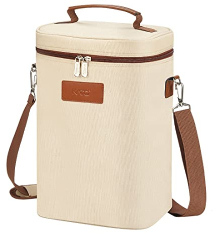 Tirrinia 4 Bottle Wine Gift Carrier - Leakproof & Insulated Padded Portable Versatile Wine Carrying Cooler Tote Bag for Travel, BYOB Restaurants, Wine Tasting, Parties,Gift for Wine Lovers, Beige