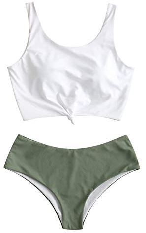 ZAFUL Tankini Traje de Baño con Relleno Takini Talla Grande Pantalones Dos Piezas para Mujer 2019 (Verde, M)