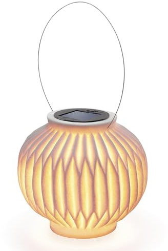 esotec Solcellslykta lampa utomhus väderbeständig Ibiza | sandstenslykta | hängande solcell | balkongdekoration terrassdekoration | LED-trädgårdsbelysning campingtillbehör utomhus BBQ | 2 700 K