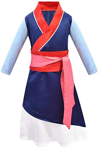 Lito Angels Prinzessin Hua Mulan Kostüm Kleid für Kinder Mädchen, Traditionelle chinesische Hanfu Verkleidung, Größe 5-6 Jahre 116, Blau 276 (Tag-Nummer 120)
