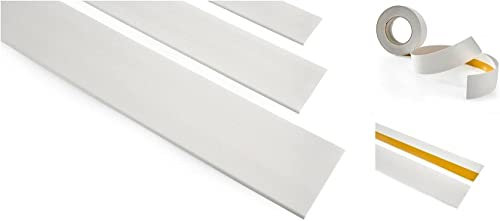 5 M Flat Self-Adhesive Door Window Architrave PVC Cover Strip Masking Trim 800-17 TMW Profiles (50 mm (1.96 in), White)