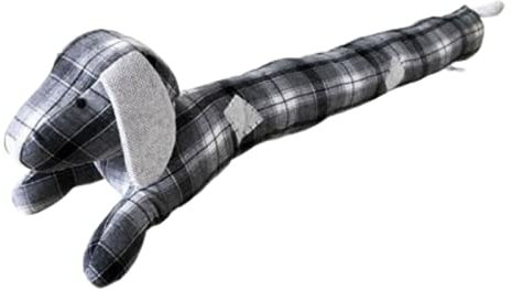 Burlete textil para puertas y ventanas decorativo de 90cm Dog-gris, Anti-vientos, Anti-insectos, Anti-ruidos, ayuda al ahorro en calefacción, fácil de utilizar