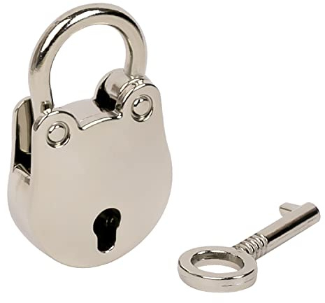 HMF Mini Deko Vorhängeschloss mit Schlüssel | 3,8 x 2,5 x 1 cm | Silber