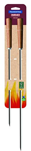 Tramontina Spiedini per Barbecue, Set da 2 Pezzi, 2 spiedini, Acciaio Inox, Manico in Legno, Barbecue