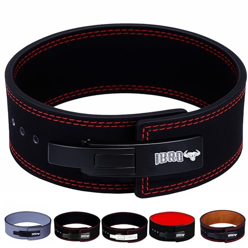 IBRO Powerlifting Lever Gym Belt – Power 10MM Extreme Heavy Duty Genuine Leather Belts - Squats Deadlifts Bodybuilding Weight Lifting IPF Power Lifting Strongman for Men AllBlack M