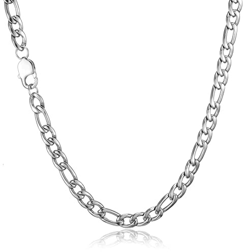 HSWYFCJY Figaro Herrhalsband, silver/guld/svart rostfritt stål, herrhalsband, 45/50/56/66 cm