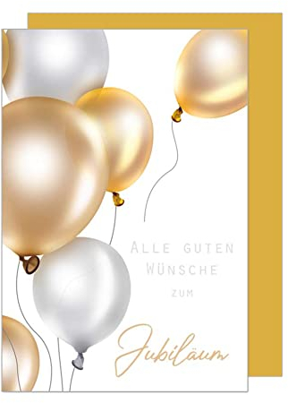 Edition Seidel Premium Glückwunschkarte zum Jubiläum mit Umschlag. Karte zum Jubiläum mit Spruch. Jubiläumskarte Grusskarte Luftballons Gratulation Billet Mann Frau (J121 SW023)
