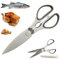 Ciseaux de cuisine multifonction en acier inoxydable 22 cm pour volaille, pizza, volaille, viande, poisson, légumes, os, noix, confort grip avec couvre-feuille de sécurité