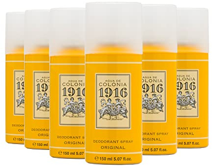 1916 - Original Desodorante Spray para Hombre y Mujer, Desodorante para Todo Tipo de Piel, Pack de 6 x 150 ml, Protección de Larga DuraciónDeodorant Hombre, Fragancia Cítrica y Floral