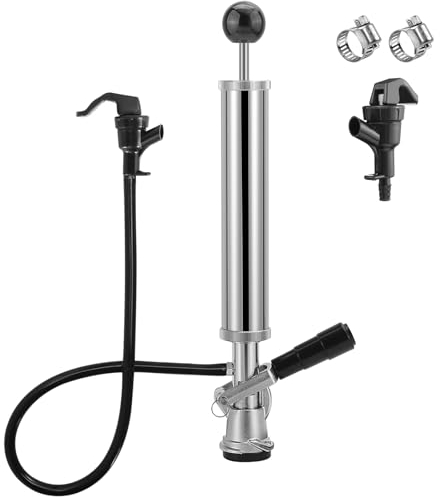 8” Beer Tap Keg Tap Pump, D-System Beer Pump Keg Pump for US Sankey Keg Beer Party Pump Picnic Hand Pump with 2 Beer Faucet & Beer Hose, Kegerator Pump Draft Beer Faucet Beer Dispenser for Home bar