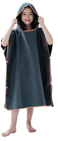 jooeer Surf Poncho Towel for Kids Microfibre Hooded Changing Beach Towel Dress for Boys Girls Pool Swimming Camping Travelling Bathing, Quick Dry, Lightweight, Navy Blue