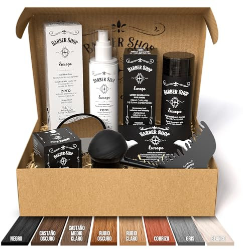 Kit Fibras Capilares Gris X5 - Contiene Fibra Capilar, Fijador, Aplicador, Optimizador, Espejo, Pincel - Relleno Capilar Instantáneo