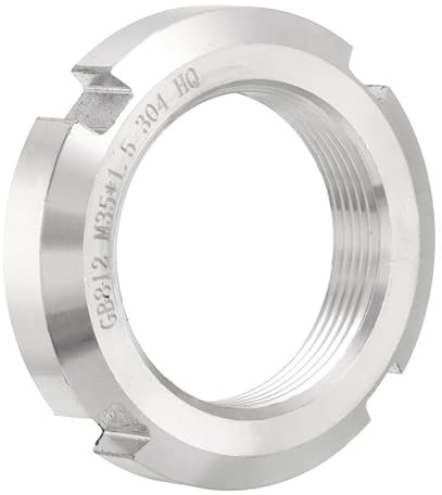 QUARKZMAN M35 x 1.5mm - 1pz Fissaggio Dadi Tondi Scanalati Quattro Scanalature - Dado Bloccaggio Tondo Acciaio Inossidabile 304 per Vari Cuscinetti Volventi, Settore Industriale, Argento
