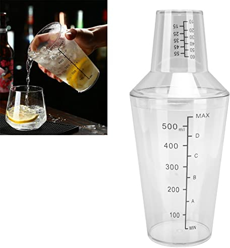 Set Shaker per Cocktail Boston 500 Ml, Tazza per Miscelazione Shaker Trasparente con Scala Trasparente di Grande capacità per Tazza da Miscelazione per Bar (500 ml)