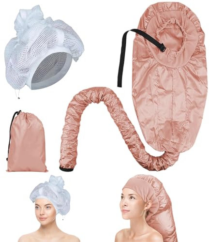 Dzmuero Trockenhauben für haare, Trockenhaube, Trockenhaube für locken, mit Haartrocknernetz, tragbare Haartrockner-Trockenhaube, Haartrockner mit langem Schlauch, zum Trocknen, Heizen, Stylen (Rosa)