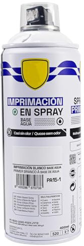 various - Pintura Spray Base Agua 400ml,Ecológica y Sin Olor,Para Muebles,Metal,Plástico y Madera,Colores Duraderos,Cobertura Uniforme - Imprimacion Blanco,1 unidad