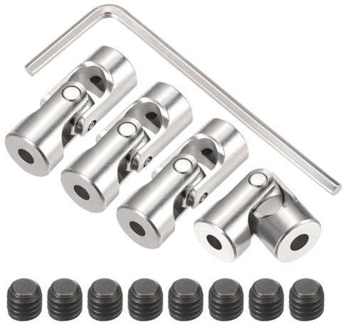 QUARKZMAN 4Pz 3mm a 4mm ID Sterzo Giunto Universale Albero Accoppiamento, L23XD9 Metallo 45° Gradi Giunti Girevoli con Viti Set Chiave per Auto Modello Nave Motore Connessione Albero
