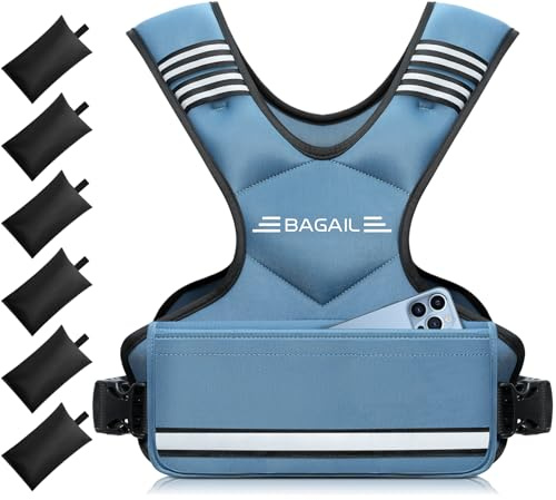BAGAIL Gilet Zavorrato Regolabile: sacchetti di sabbia rimovibili, circonferenza toracica regolabile. Gilet fitness resistente unisex, ideale per allenamento di forza, aerobici e palestra.