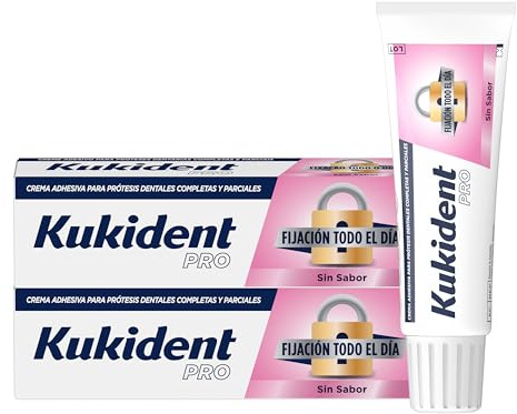 Kukident Pro Fijación Todo El Día Sin Sabor Crema Adhesiva Para Prótesis Dentales Completas Y Parciales - 2x47 g