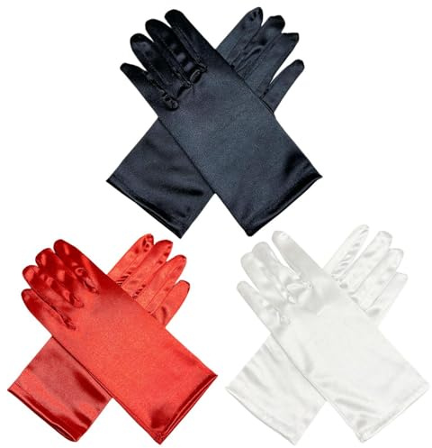 OAOSDH 3 Paia Di Guanti Di Raso, Guanti Da Abbigliamento, Guanti Corti, Guanti Elei, Guanti Da Donna, Accessori Per Abbigliamento