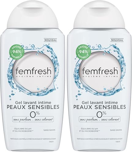 Femfresh - Gel Lavant Intime Peaux Sensibles 0%, aux extraits de Fleur de Lotus & Bambou - 250ml (Lot de 2)