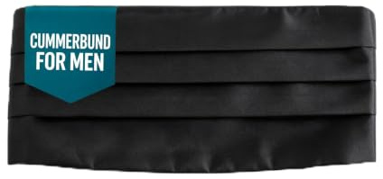 Wjelet Men Solid Black Satin Cummerbund Adjustable Cummerbund for Men Classic Pleated Tuxedo Waistband Formal Black Cumberband for Men Dress Accessory for Weddings Proms and Parties