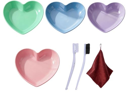 4 Pack Hamster Food Bowl, Guinea Pig Food Bowl Heart Shaped Small Pet Dish for Hamsters, Hedgehogs, Gerbils, Mice, Guinea Pigs - Heavy Chew-Proof & Tip-Resistant (4 Colors)