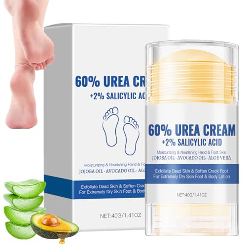 Crema Idratante per Piedi con Urea 60% e Acido Salicilico 2%, Per Pelle Ruvida, Idratazione Profonda, Pelle Morbida e Liscia, 40g