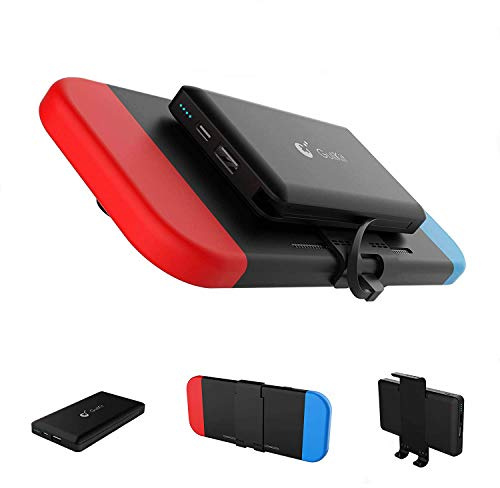 Portable Power Bank Compatible for Nintendo Switch, 10000mAh 5V/3A Flash Rechargeable Extended Battery Backup Charger Case for Smartphone and Switch