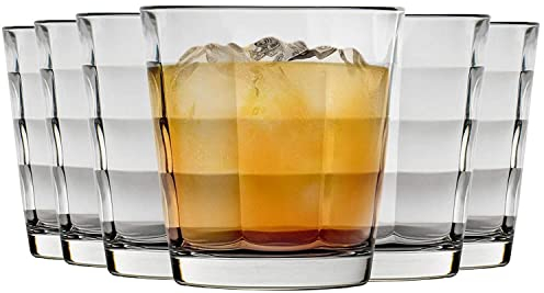 Bormioli Rocco Bicchiere Tumbler - in Vetro con Trama a cubo - 240 ml - 12 Pezzi