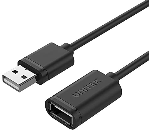 UNITEK Y-C418GBK - Cable de extensión USB 2.0 A macho a USB A hembra, 5 metros, color negro para impresora, teclado, lector de tarjetas, etc