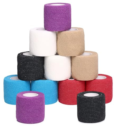 Venda cohesiva de 5 cm x 4.5 m, vendas autoadhesiva para esguinces e hinchazón, Suministros Médicos de Primeros Auxilios para Protección Deportiva (Multicolor)